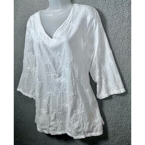 CottonSeed Tunic 398 Palms Light‎ Cotton Preshrunk Womens Medium USA Resort Wear - Picture 13 of 15